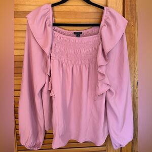NWT Ann Taylor Pink Ruffle Blouse